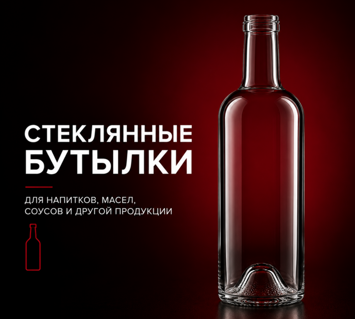 Стеклянная бутылка на тёмном красно-чёрном фоне — стеклянные бутылки оптом для напитков, масел, соусов и пищевой продукции